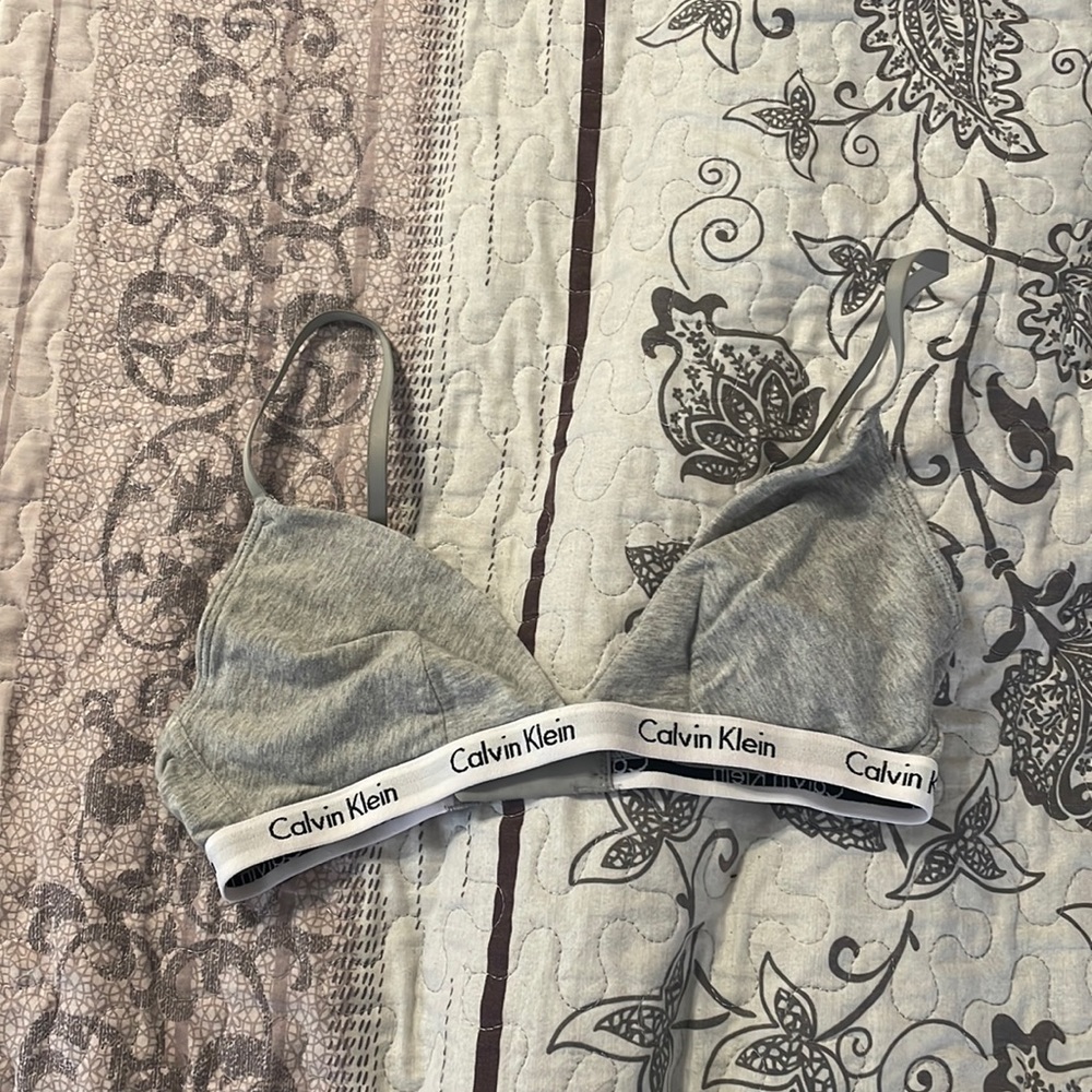 grey calvin klein bralette